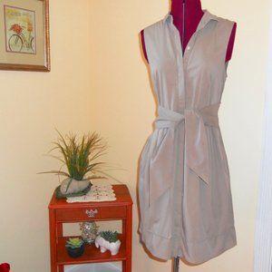 Elizabeth Klein Beyond Vintage 2 Taupe Brown Sleeveless Dress Button Front